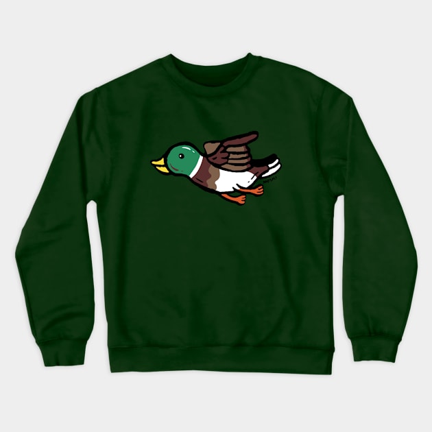 Male mallard duck flying Crewneck Sweatshirt by nokhookdesign